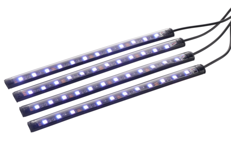 Interiörbelysning bil, ljuslist LED, RGB, 4-pack