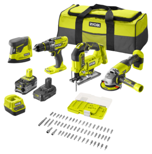 Ryobi verktygspaket 18 V, R18CK4F-252S, 9 delar