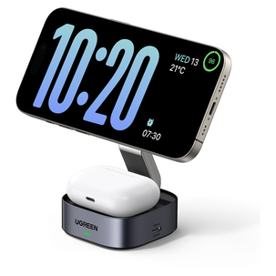 Ugreen 2-in-1 Qi2 trådlös laddare vikbar, 15 W