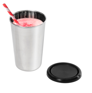 Rostfri mugg med tättslutande silikonlock, 30 cl, Modernum