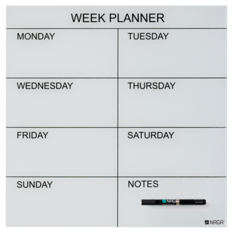 Naga magnetisk ukeplanlegger glasstavle hvit 45x45 cm