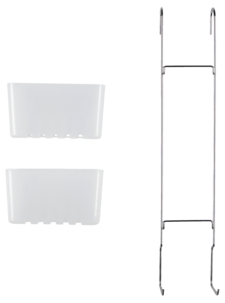 Duschhylla, 2 duschkorgar och krokar, för duschvägg