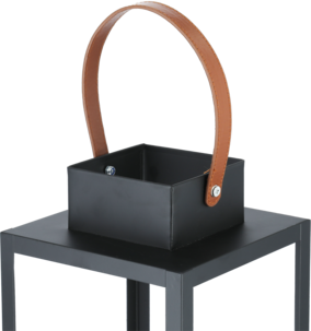 Kynttilälyhty lasinen, metalli, puu, musta