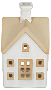 Lyshus i keramikk for telys, hvitt