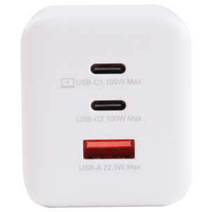 Lader 2 x USB-C og 1 x USB-A GaN, 100 W