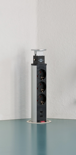 Brennenstuhl Tower Power PopUp 3-veis grenuttak, 2 USB