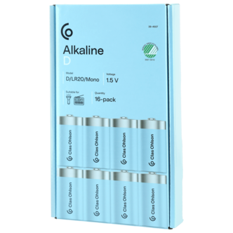 Paristo, alkaliparisto D/LR20, 16 kpl