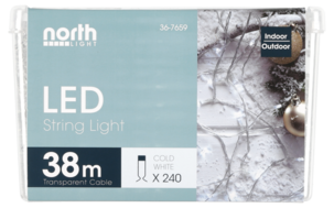 LED Läpinäkyvä valoketju Northlight, kylmän valkoinen