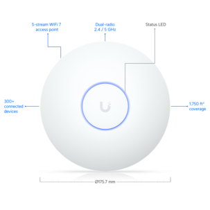 Ubiquiti UniFi U7 Long-Range accesspunkt WiFi 7, 160 m2