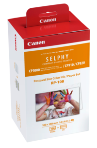 Canon RP-108 Selphy, fotopapir 10 x 15 cm og refill med fargefolie