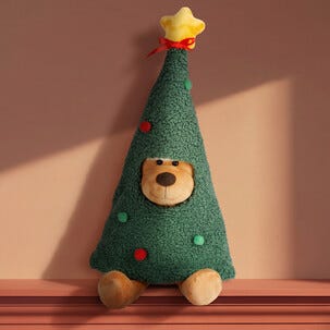 Hund i julgran, julfigur i tyg, 47 cm