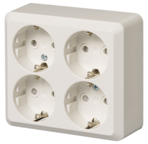 4-osainen pinta-asennettava seinäpistorasia ABB Jussi 404EA