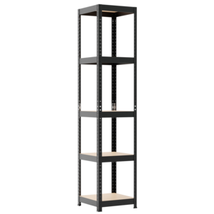 Smal oppbevaringshylle metall, svart, 40 x 40 x 180 cm