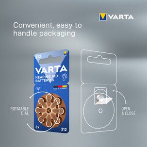 Varta HAB 312 hörapparatsbatteri 1,4 V, 8-pack