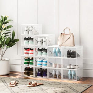 Stapelbar skolåda med dörr, transparent plast, 2-pack