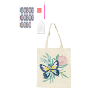 Diamond Painting-veske med sommerfugl DIY tøyveske
