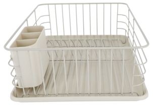 Oppvaskstativ med brett og bestikkurv, metall, 43 cm