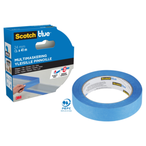 ScotchBlue blå maskeringsteip utendørs, smal, 24 mm × 41 m