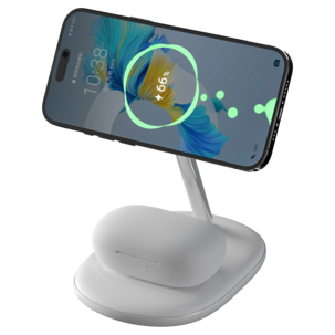 Trådlös magnetisk Qi2-laddare iPhone och AirPods, vit