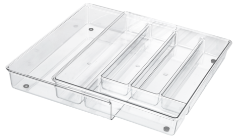 Bestikkskuff plast justerbar, 29–50 x 36,5 x 5,5 cm