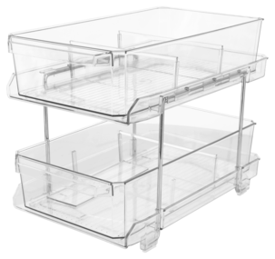 Liten oppbevaringshylle med 2 skuffer, 23 x 31,7 x 18,8 cm