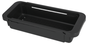 Oppvaskstativ med dørslag til oppvaskkum, uttrekkbart, svart