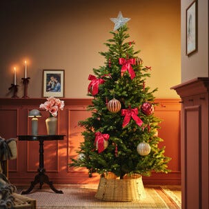 Julrosett satin med snöre röd 22 cm