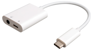 USB-C – 3,5 mm ja USB-C Adapteri valkoinen