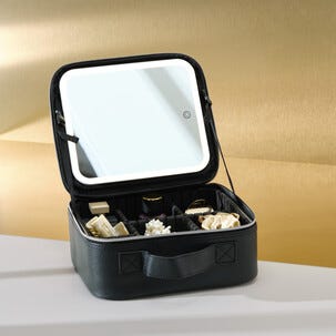 Meikkilaukku, LED-peili ja siirrettävä lokero