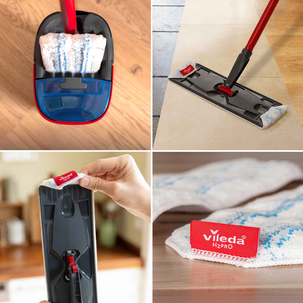 Vileda H2Pro Flat Mop-system sett med bøtte og mopp