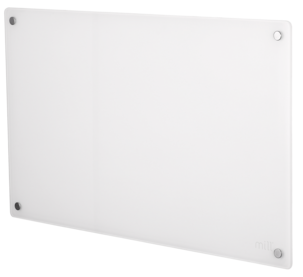 Mill panelelement med termostat, glas, vit