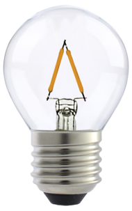 Klotlampa dimbar LED E27 1 W, varmvit