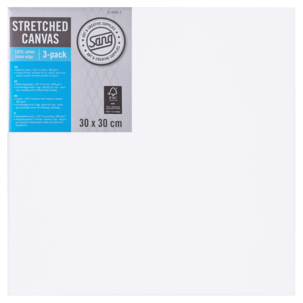 Kvadratisk lerret med ramme, bomull, Sang, 3-pakning