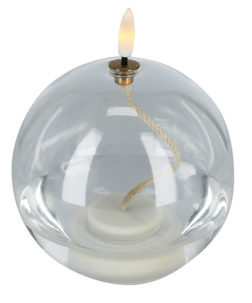 LED-ljus i form av en oljelampa, transparent glas