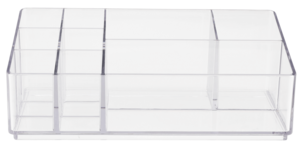 Makeup organizer med 9 rom, klar plast