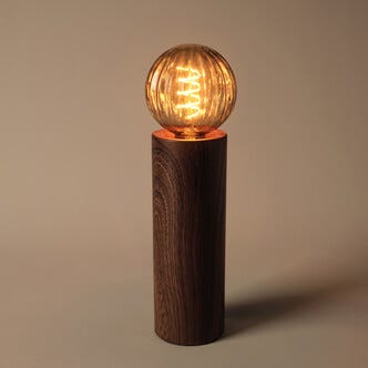Deco bordslampa E27 metall med mörk träoptik, Northlight
