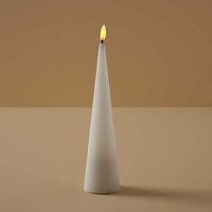 Pöytäkynttilä LED lepattava liekki, valkoinen kartio, sisäkäyttöön