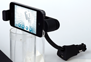 Bilhållare med laddning för iPhone/iPod