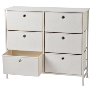 Kommode med 6 skuffer, beige, 88,5 x 30 x 77,3 cm