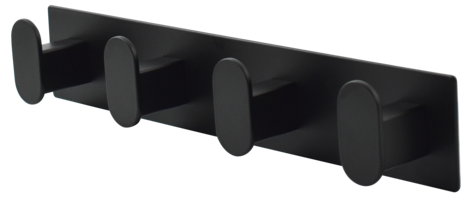 Selvheftende kroklist med 4 kroker, svart