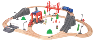 Tågbana i trä brandräddning, 70 delar, från 3 år