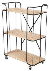 Hylla på hjul, trä/metall 