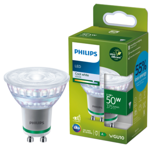 Kaldhvit LED-pære spot GU10 2,1 W, Philips Ultra Efficient