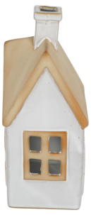 Ljuslykta hus i keramik för värmeljus, vit