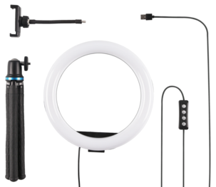 LED-rengasvalo puhelimelle, Octopus-kolmijalka, 10 tuumaa