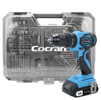 Cocraft skruvdragare med slag & tillbehör HDD18-BL