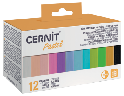 Cernit polymerlera, 12 färger, 25 g