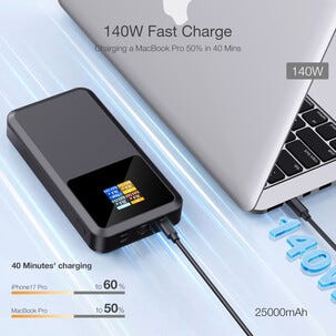 Powerbank tre porter 25 000 mAh, 140 W