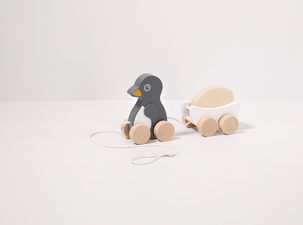 Draleke i tre, pingvin med vogn