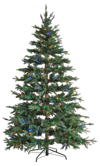 Julgran 210 cm med LED-belysning, flerfärgad